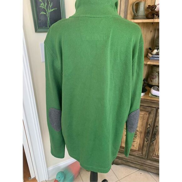 Banana Republic Quarter Zip Banana Kelly Green Elbow Pads Pullover - Picture 7 of 8